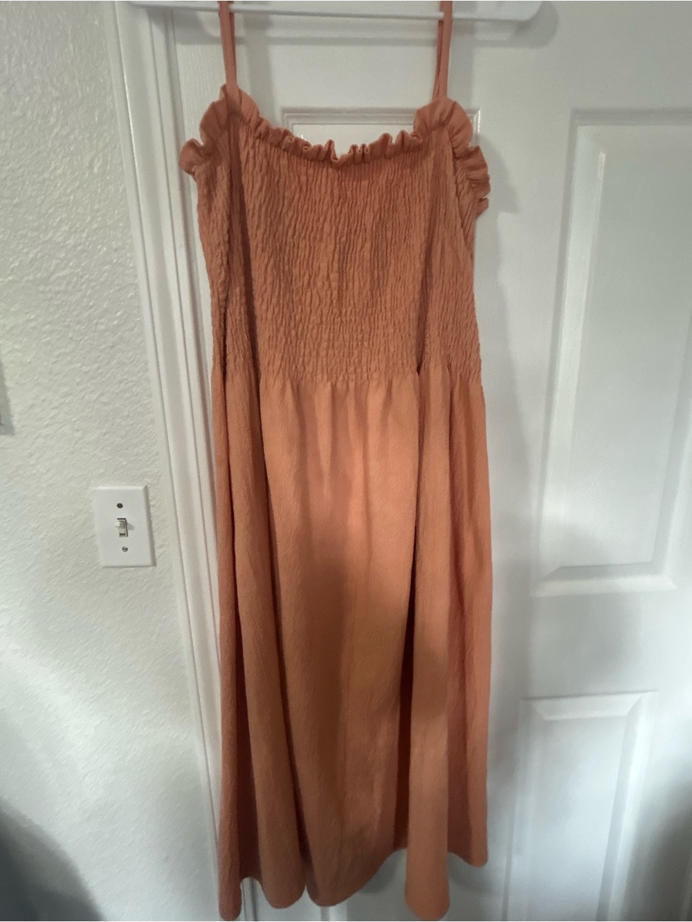 H&M Rust-Toned Smocked Maxi Skirt